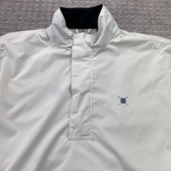 Vintage Chaps Golf Windbreaker Jacket Short Sleeve Men M Cream Pull Over Sweater - Picture 5 of 13